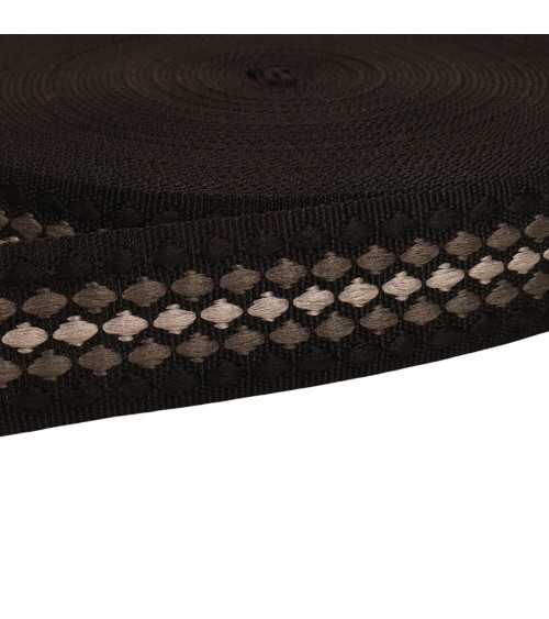 Correa de diamantes multicolor 38mm negra por metro