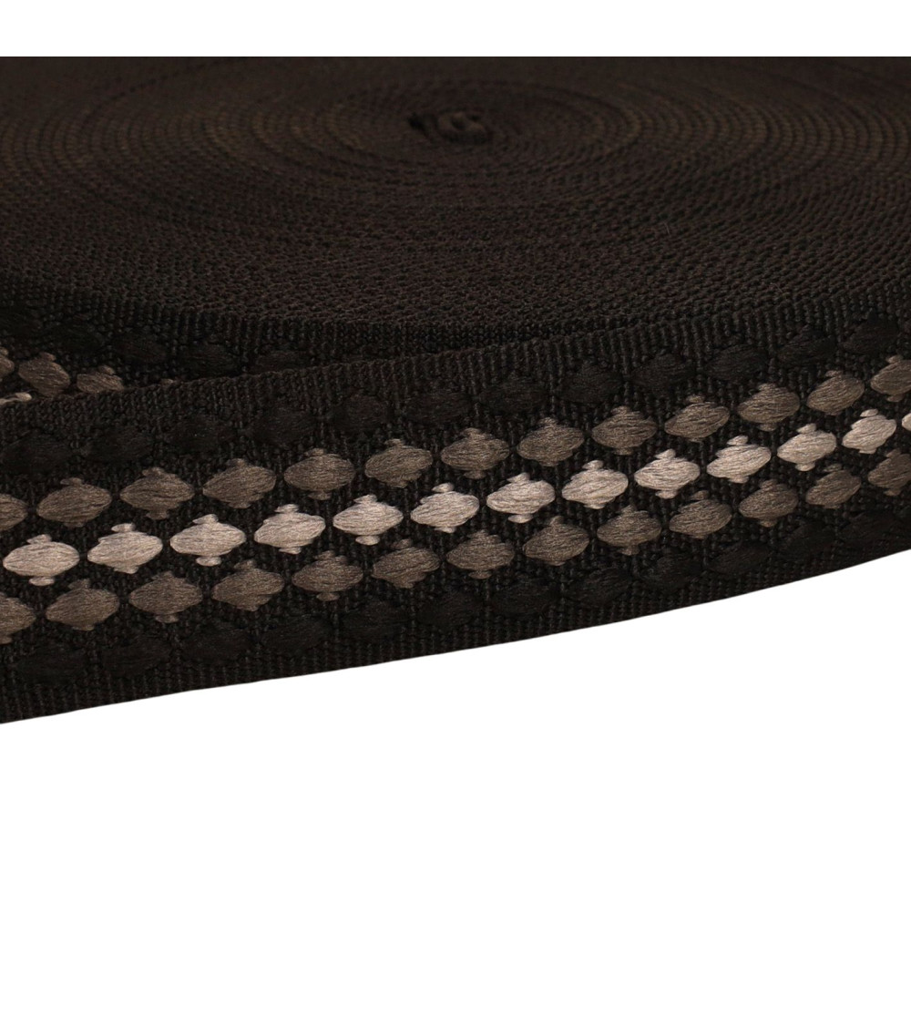 Correa de diamantes multicolor 38mm negra por metro