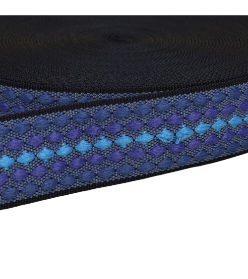 Multicolored diamond strap 38mm royal blue per meter