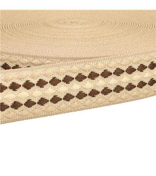 Sangle losanges multicolores 38mm beige au mètre