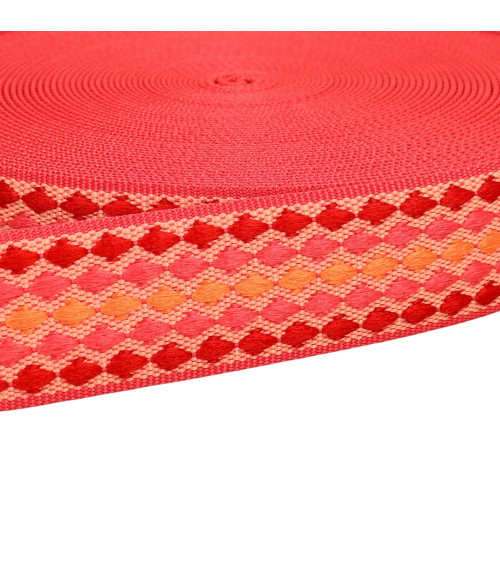 Multicolored diamond strap 38mm fuchsia by the meter