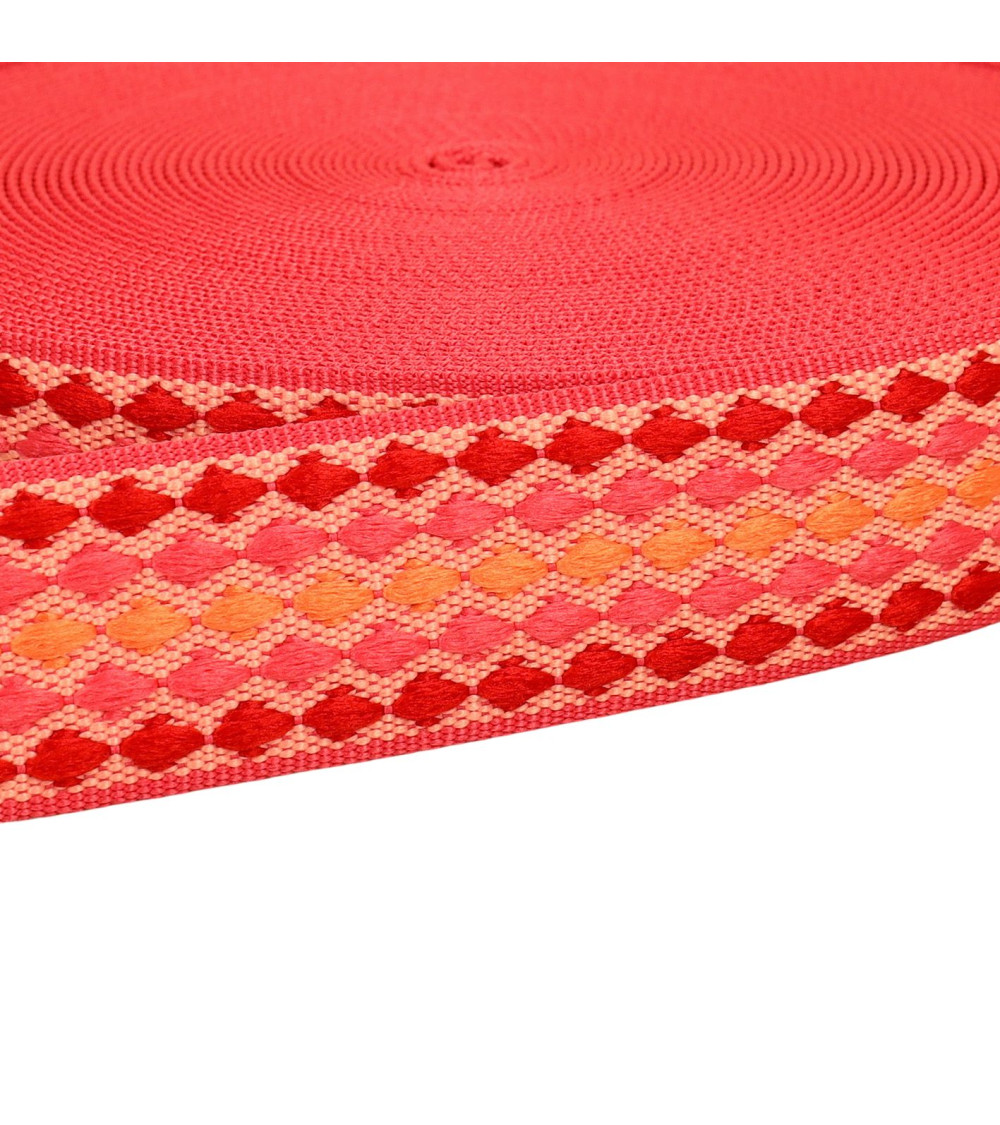 Correa de diamantes multicolor 38mm fucsia por metros