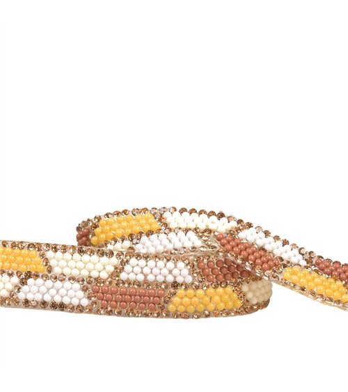 Galon perles thermocollant 15mm moutarde au mètre