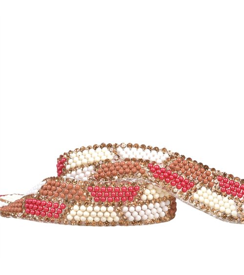 Galon perles thermocollant 15mm marron chocolat au mètre