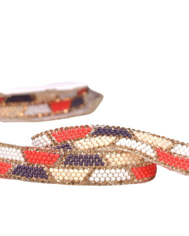 Iron-on bead braid 15mm black/silver per meter