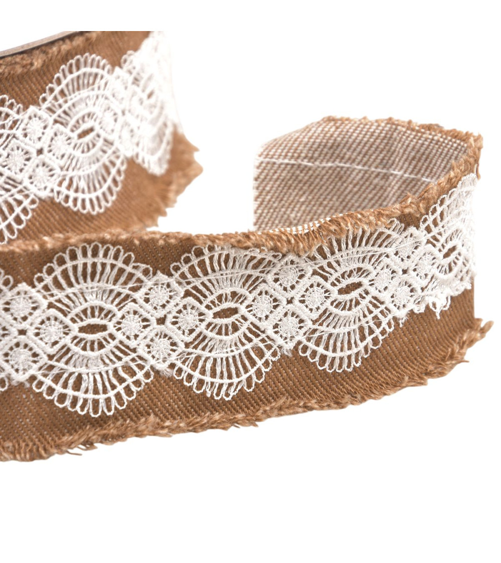 Trenza vaquera bordada 40mm beige al metro