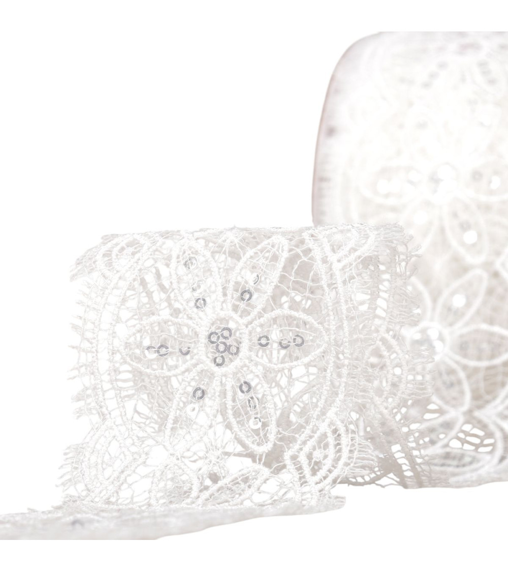 sequin guipure 60mm white per meter