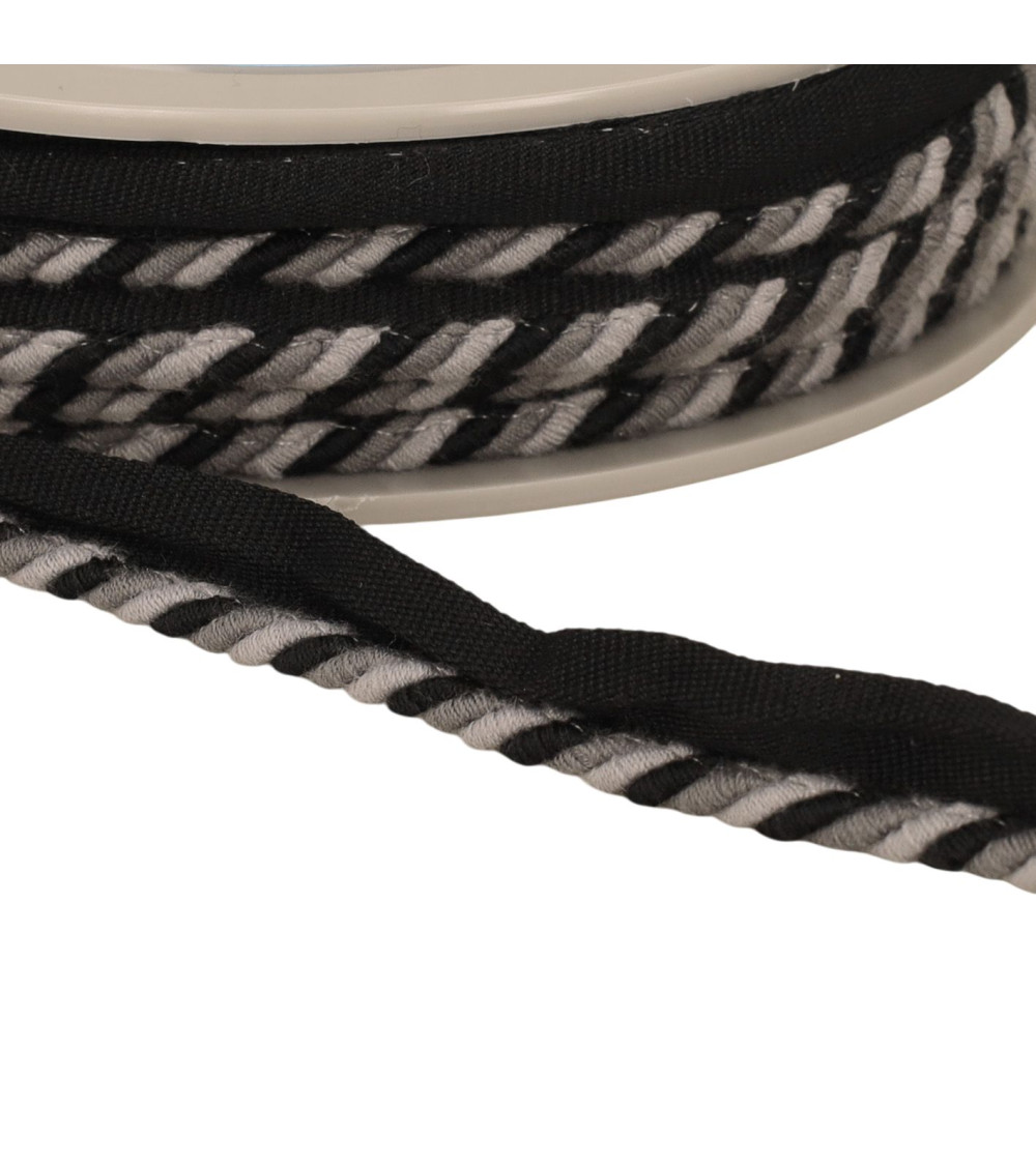 Overhang/piping cord 4mm (foot 10mm) 4mm black/gray per meter