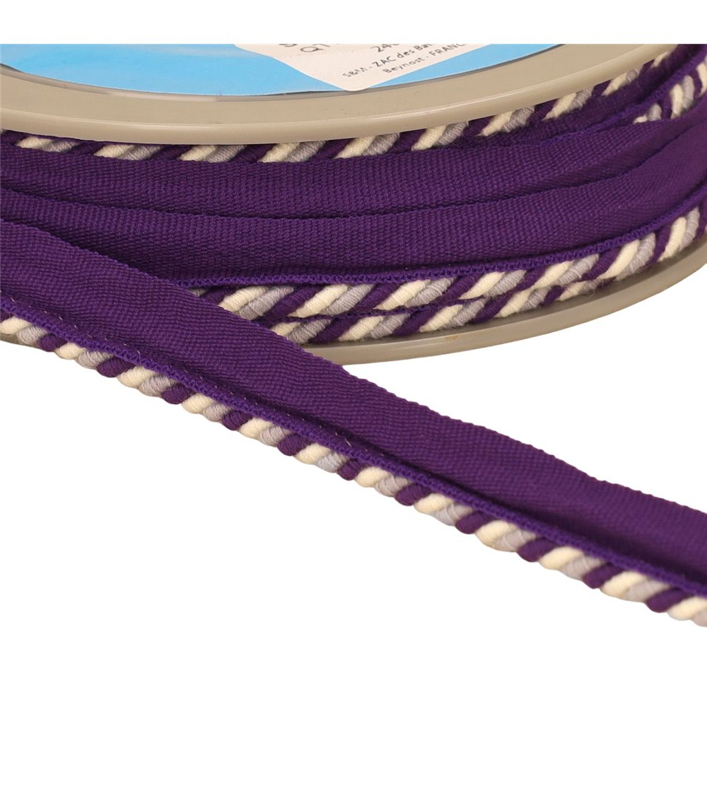 Dépassant/passepoil cordon 4mm (pied 10mm) 4mm mauve au mètre