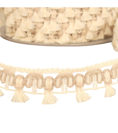 Treccia flochette 27 mm beige al metro
