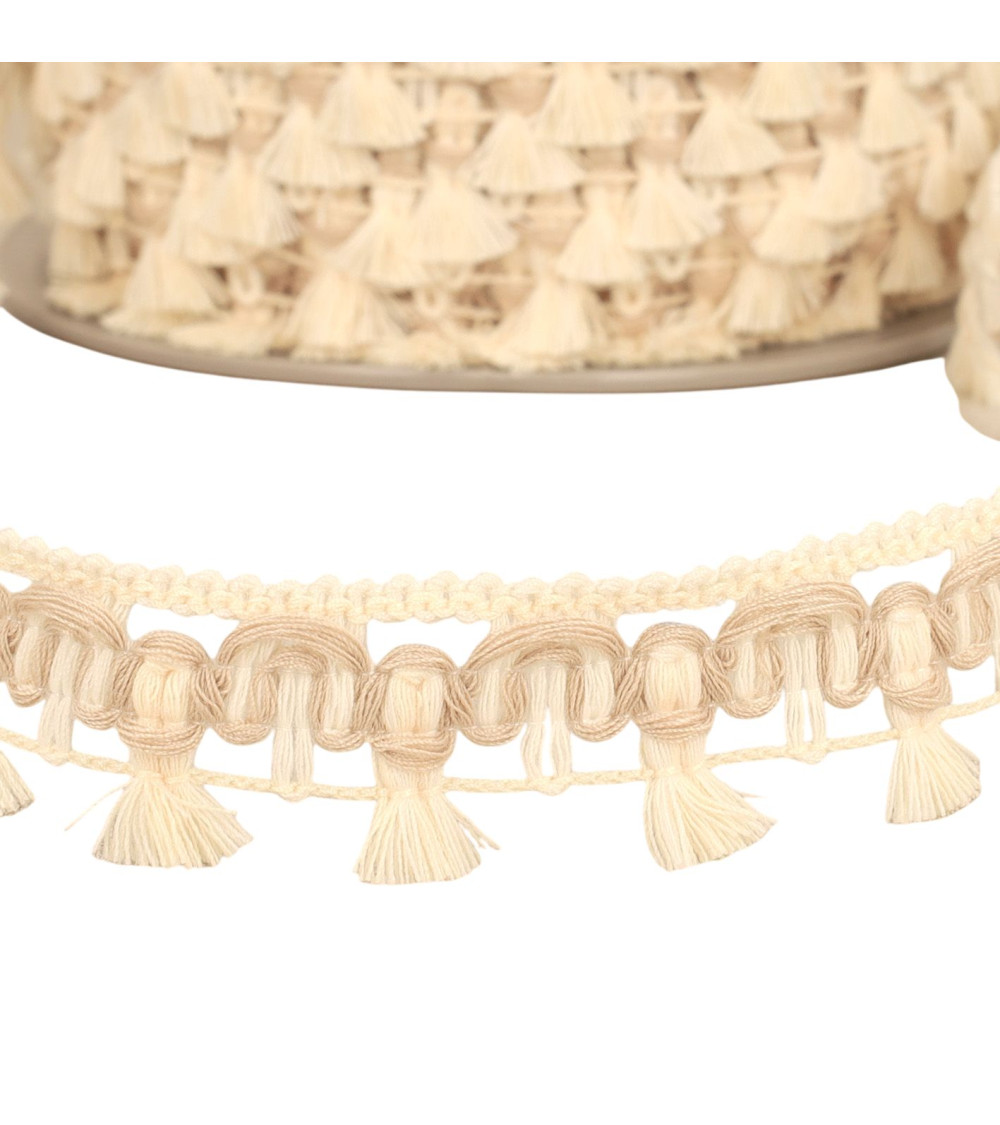 Treccia flochette 27 mm beige al metro