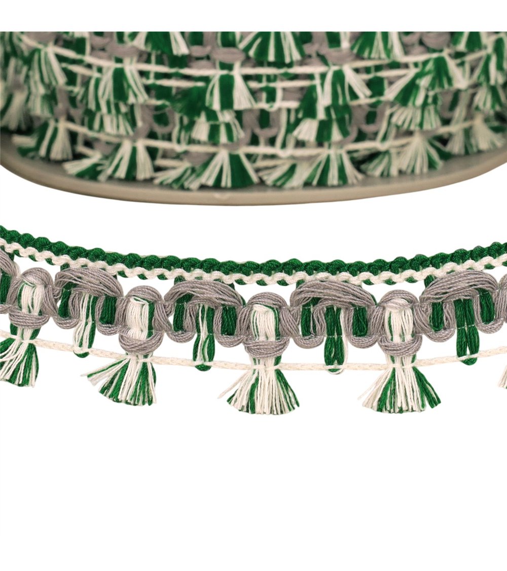 Galon flochettes 27mm vert vif au mètre