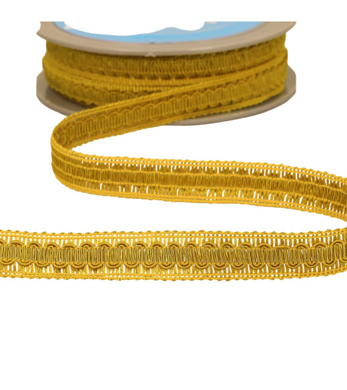 Trenza ondulada 17mm mostaza por metro