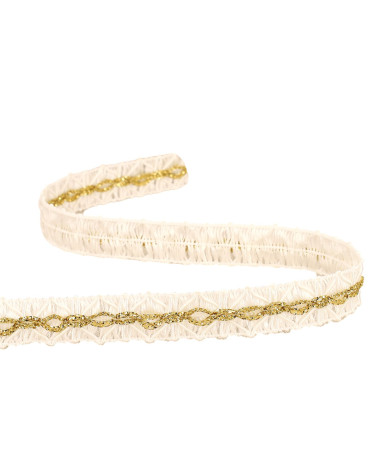 Treccia di diamanti con cucitura dorata 18 mm ecru al metro