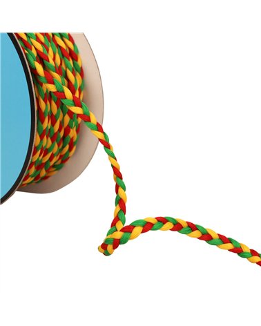 Tresse tricolore 3 brins 7mm multicolore au mètre