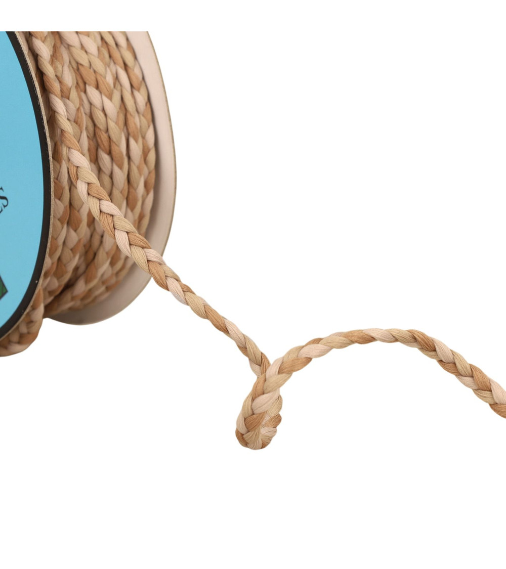 Dreifarbiges Geflecht, 3 Stränge, 7 mm, Beige pro Meter