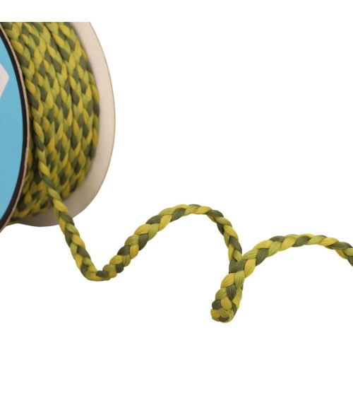 Trenza tricolor 3 hilos 7mm caqui por metro