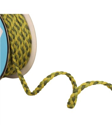 Tresse tricolore 3 brins 7mm kaki au mètre