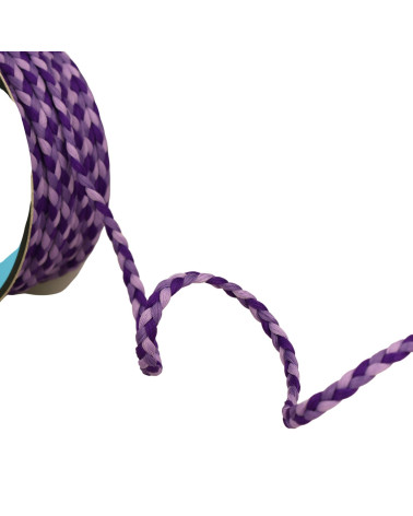 Tricolor braid 3 strands 7mm purple per meter