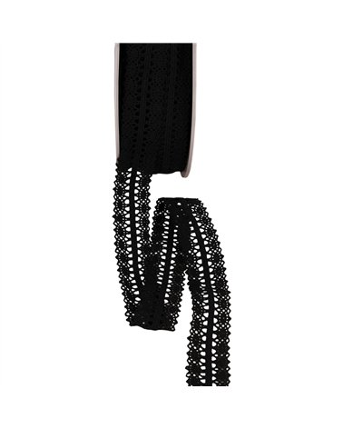 Dentelle entre deux 25mm noir au mètre
