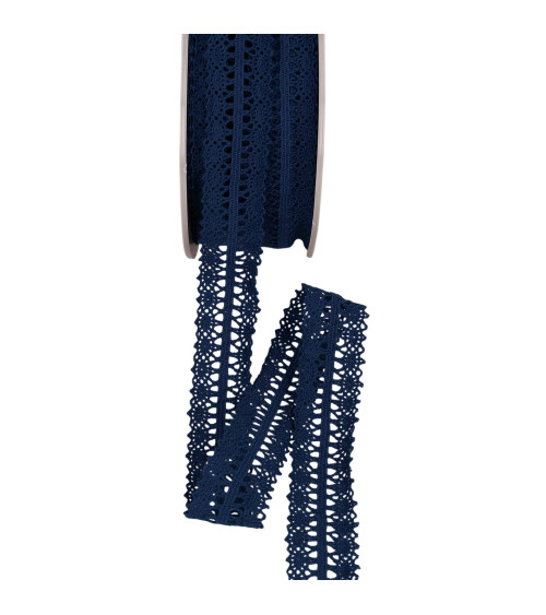 Lace between two 25mm navy blue by the meter