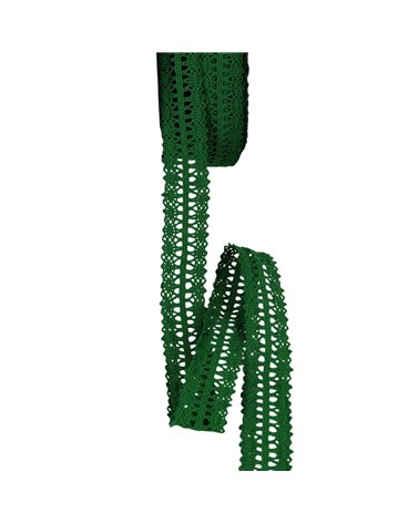 Dentelle entre deux 25mm vert vif au mètre