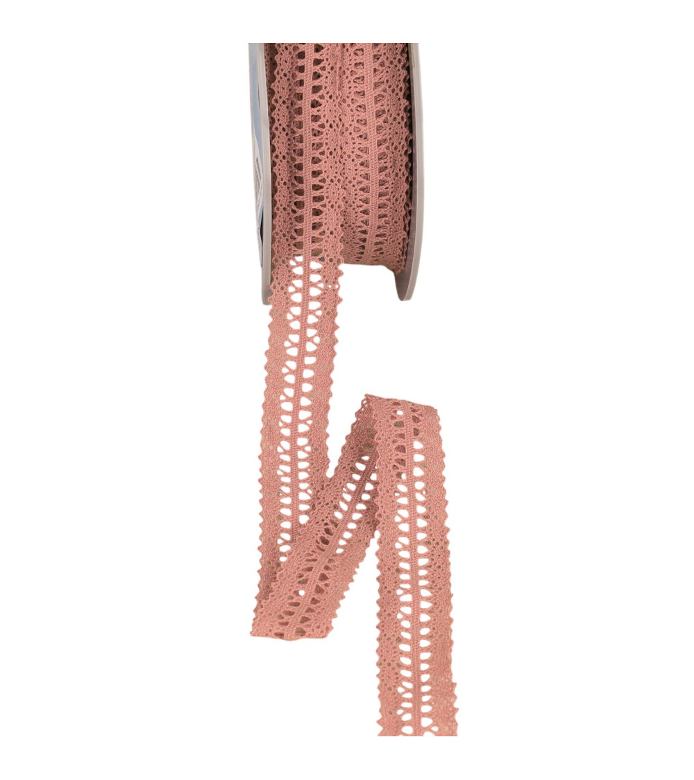 Lace between two 25mm old pink per meter