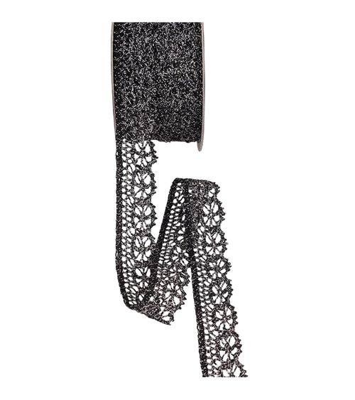 Dentelle métallique 23mm noir au mètre