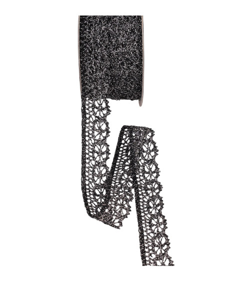 Metallische Spitze, 23 mm, Schwarz, pro Meter