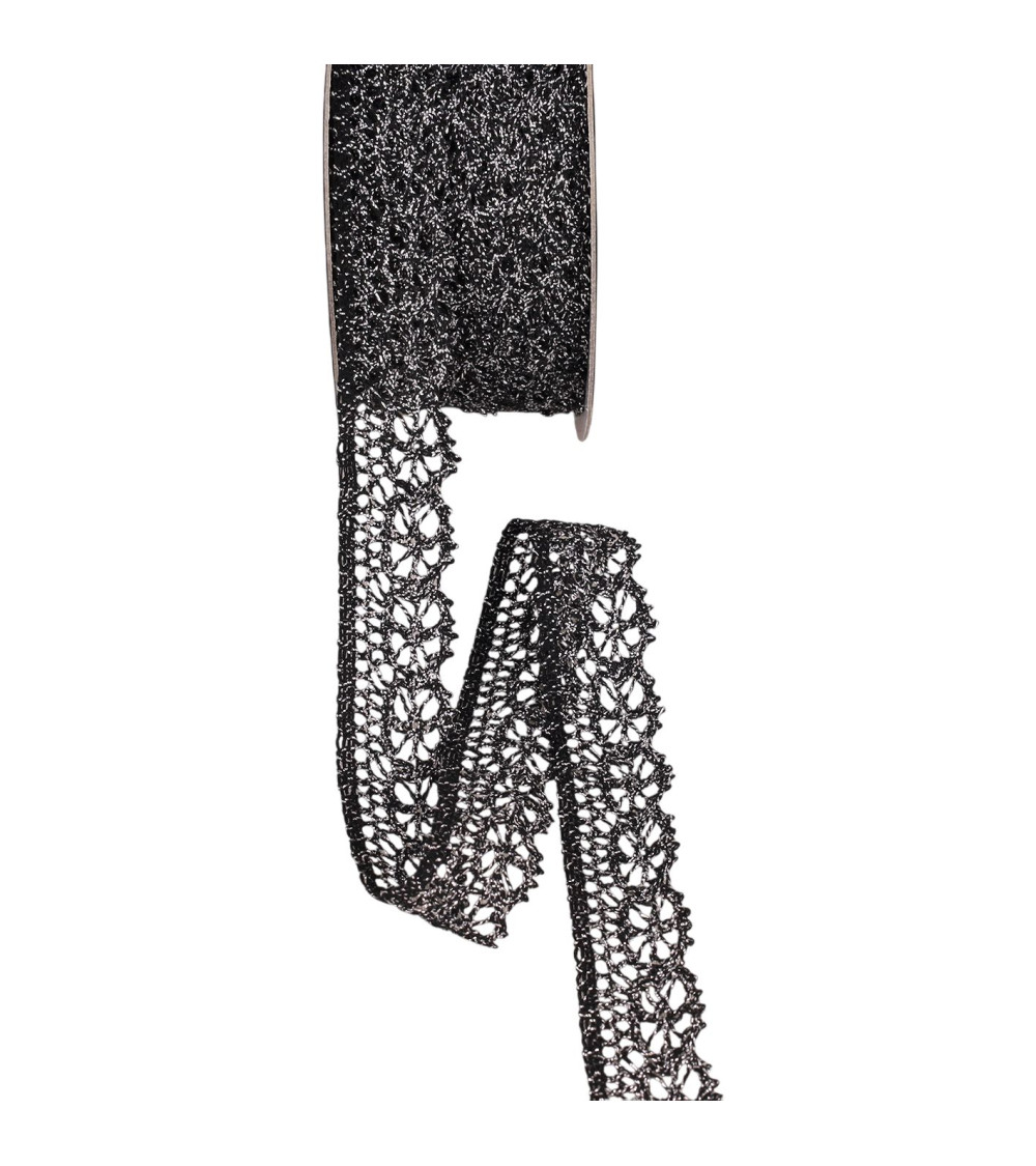 Metallic lace 23mm black per meter