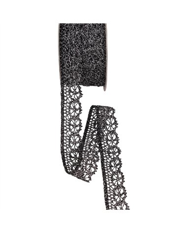 Dentelle métallique 23mm noir au mètre