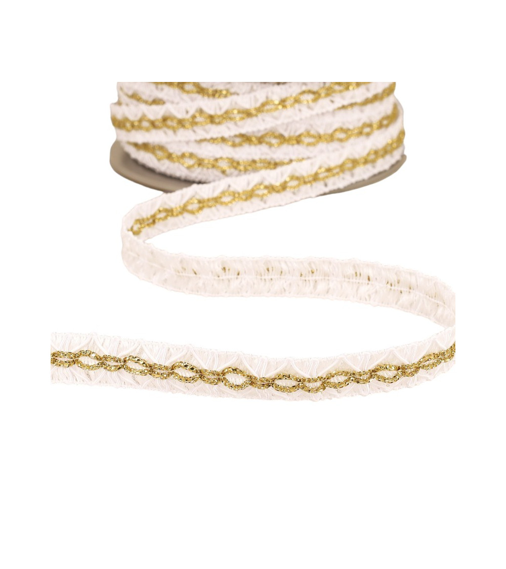 Trenza de diamantes con costuras de oro blanco de 18 mm por metro