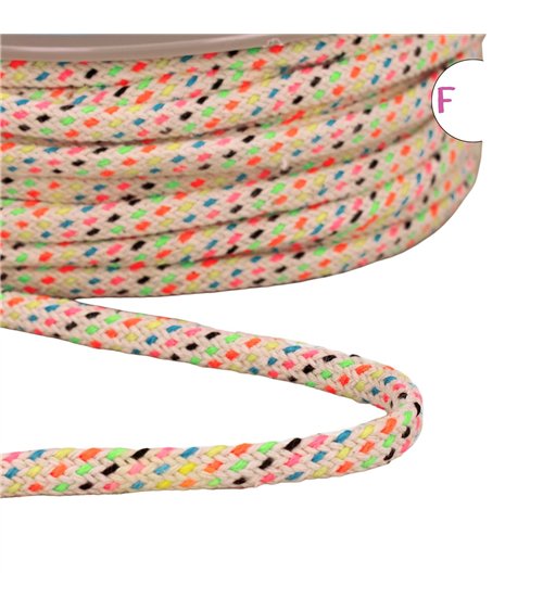 Bobine 15m cordon multicolore 10mm beige