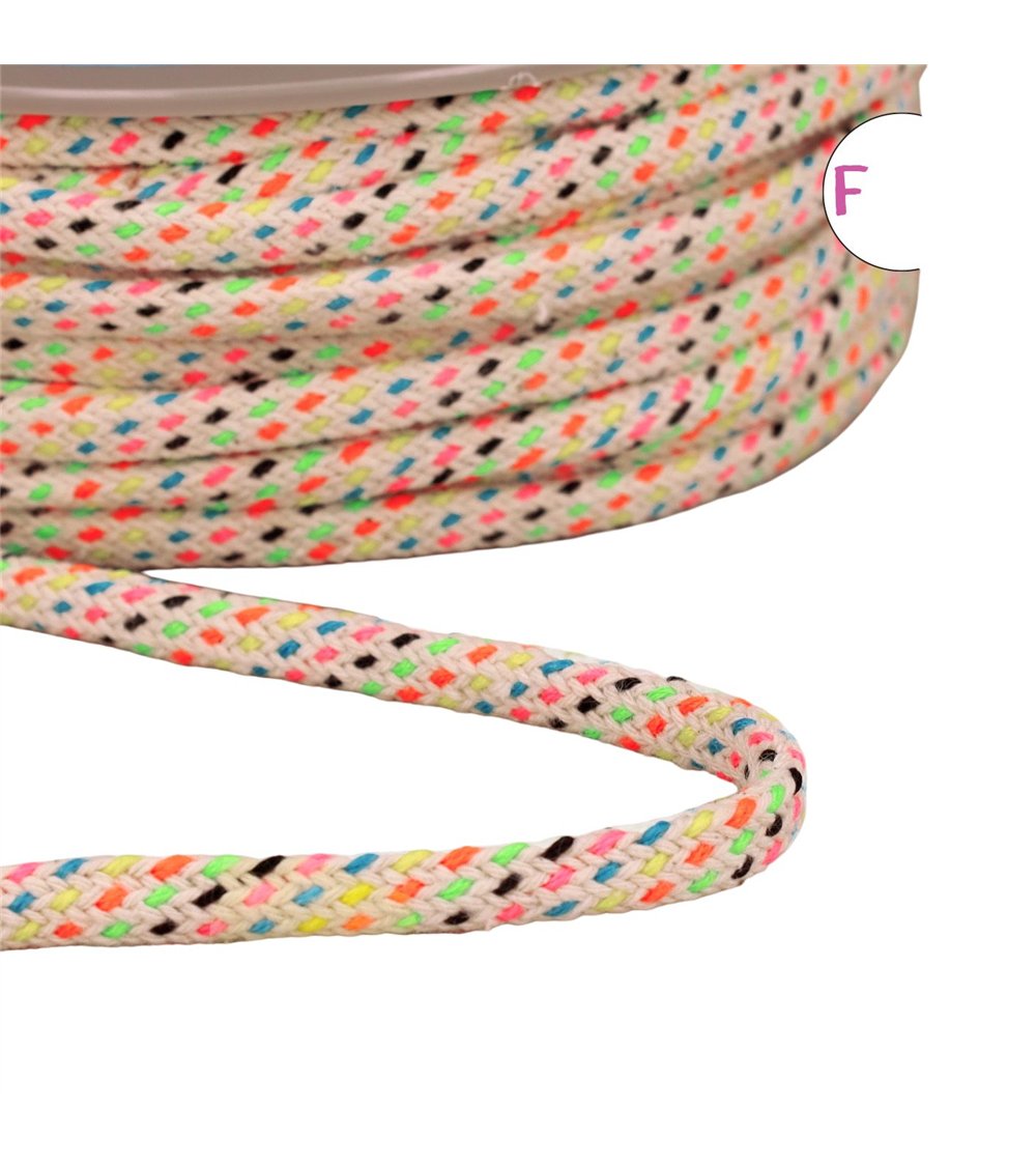 Bobine 15m cordon multicolore 10mm beige