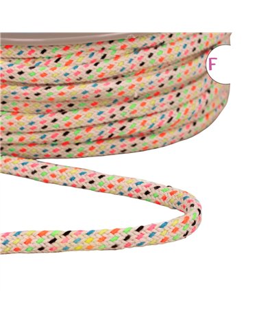 Bobine 15m cordon multicolore 10mm beige