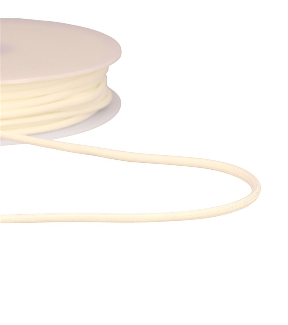 Bobine 30m cordon tressé 4,5mm ecru/blanc