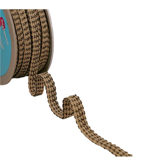Bobine 25m tresse bicolore 13mm beige