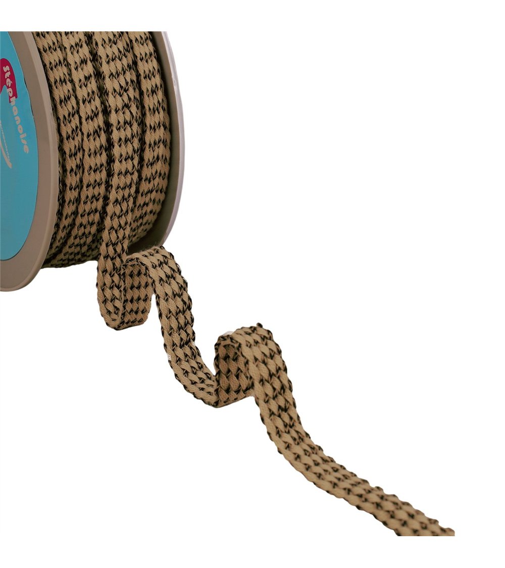 Bobine 25m tresse bicolore 13mm beige