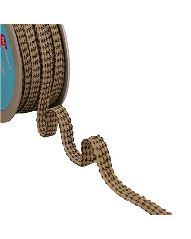 Bobine 25m tresse bicolore 13mm beige