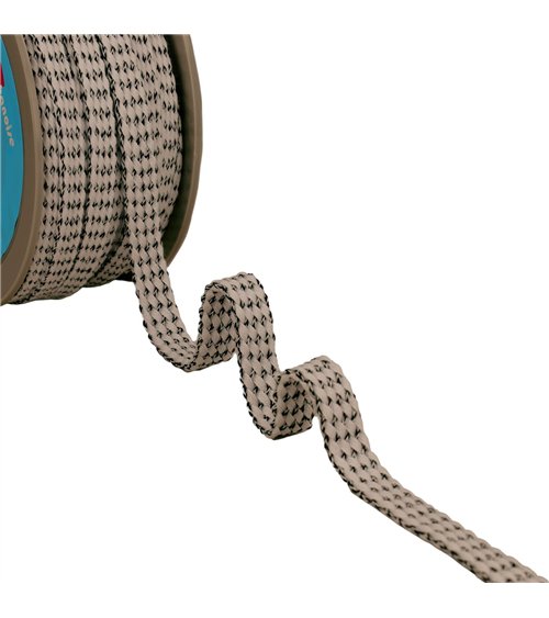 Bobine 25m tresse bicolore 13mm ecru