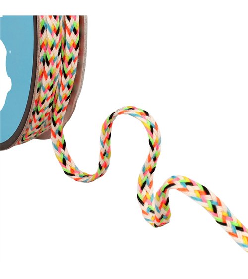 Bobine 25m tresse multicolore 6mm beige