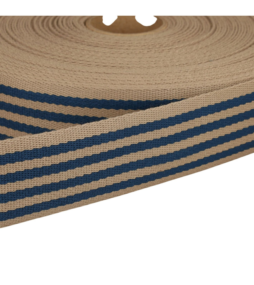 Bobina da 20 m di cinturino a righe bicolori da 40 mm blu