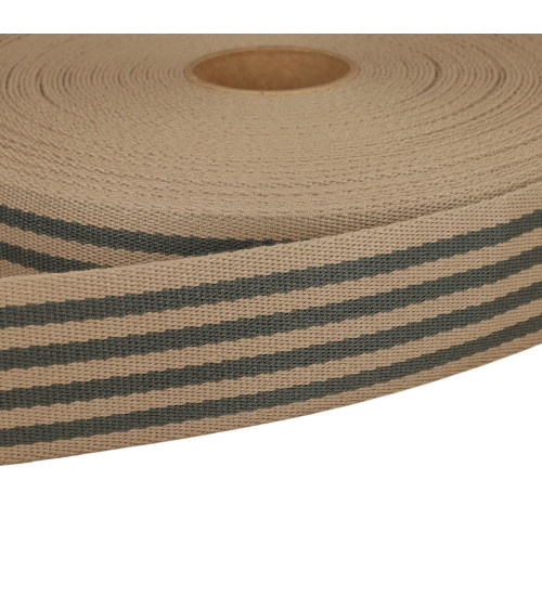 Carrete 20m correa raya bicolor 40mm gris claro