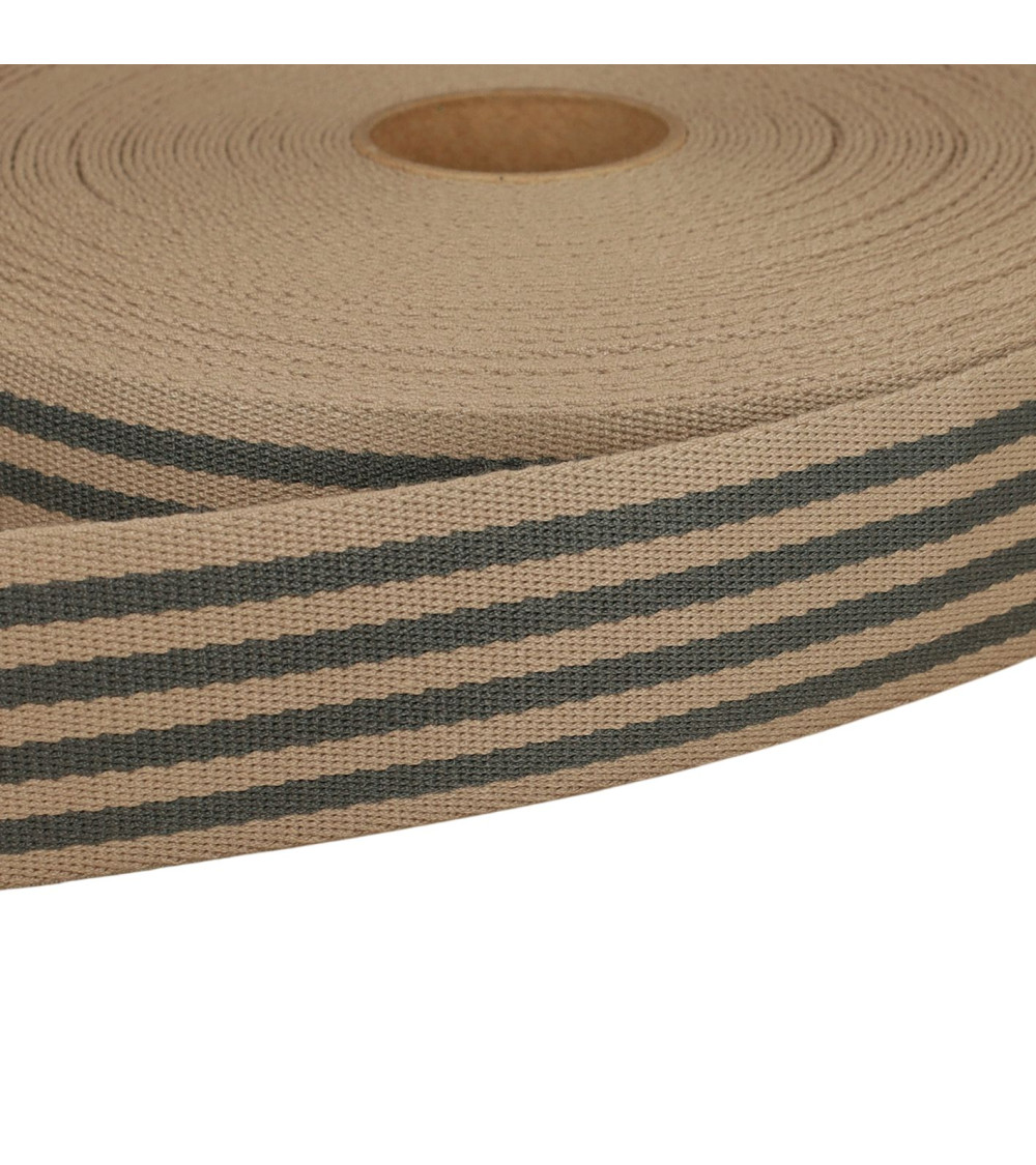 20m reel two-tone stripe strap 40mm light gray