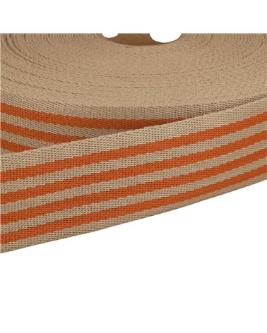 Bobine 20m sangle stripe bicolore 40mm orange