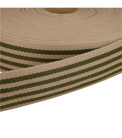 Bobine 20m sangle stripe bicolore 40mm marron