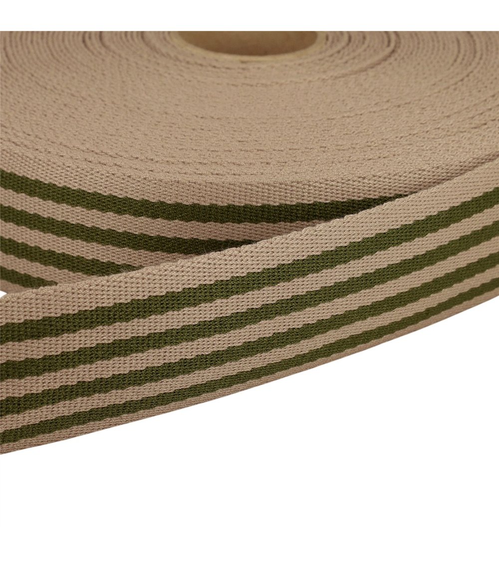 Bobine 20m sangle stripe bicolore 40mm marron