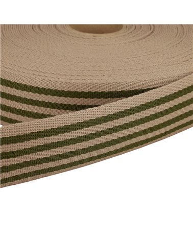 Bobine 20m sangle stripe bicolore 40mm marron