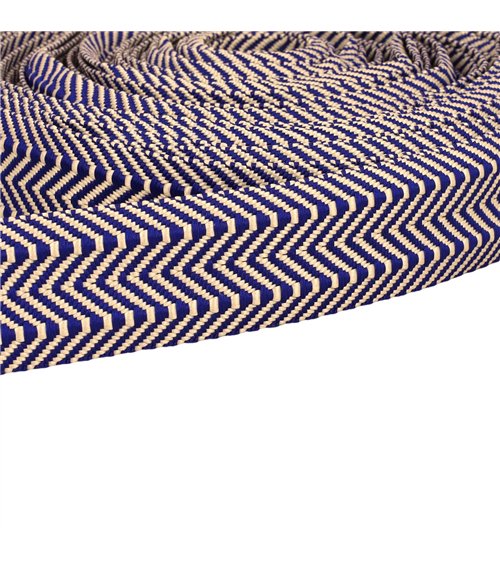 Bobine 15m sangle double chevrons 38mm bleu