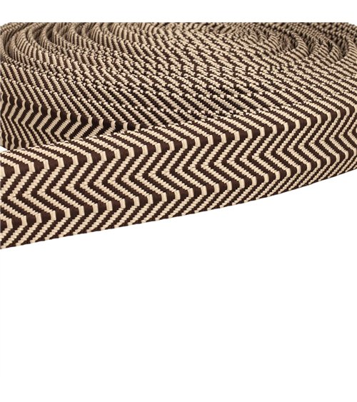 Bobine 15m sangle double chevrons 38mm marron